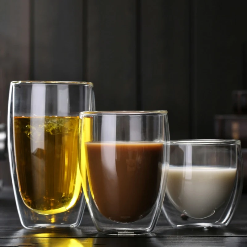 1GB Dubultās Sienas Stikla Skaidrs, Roku Siltuma Izturīgs Tējas Dzēriena Tases Veselīgu Dzērienu Krūze Kafijas Tases Izolētas Shot Stikla Attēls 4