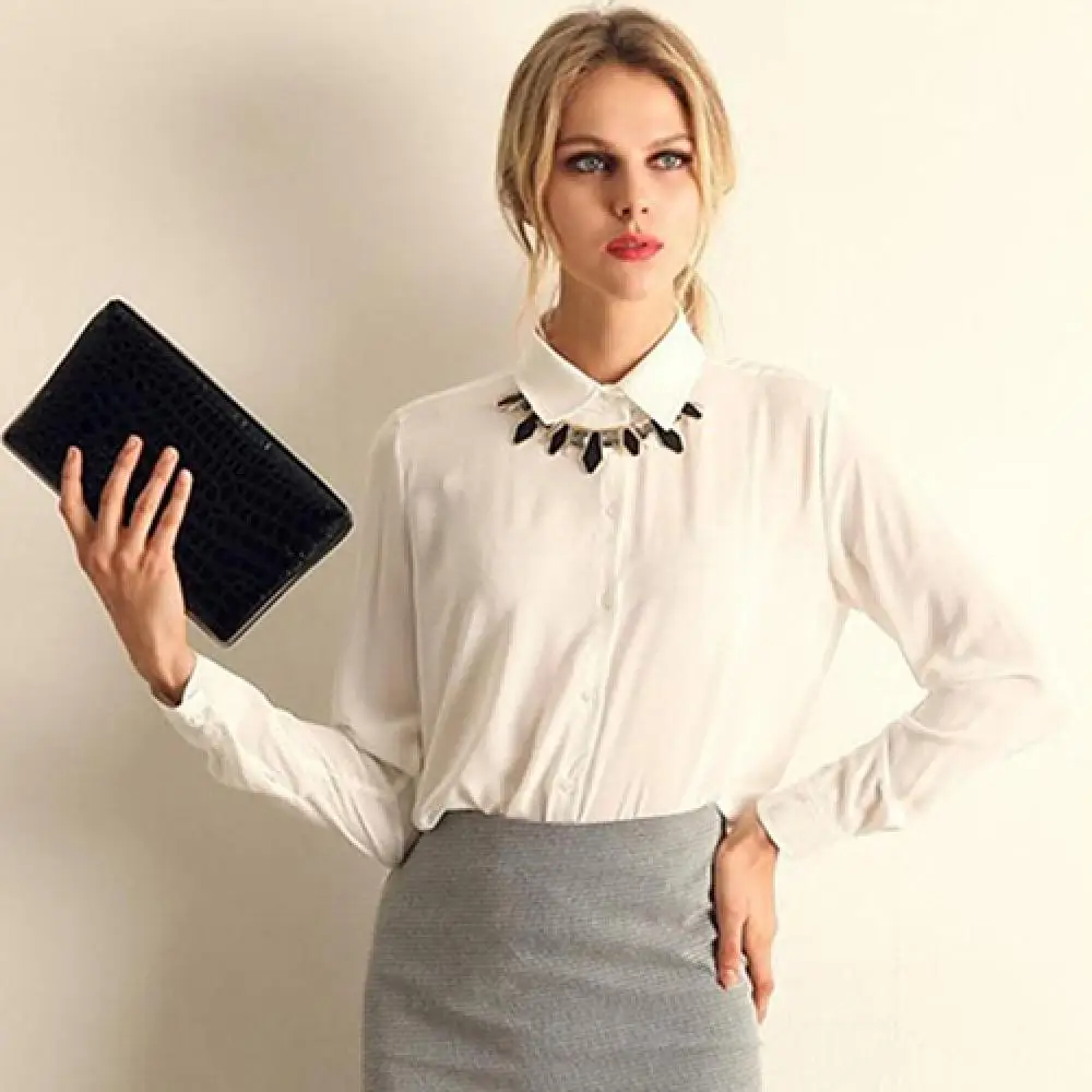 Sieviešu Modes Darbu Valkā Elegants Oficiālu Biroja Blūze Plus Lieluma Top Slim Krekls Attēls 2