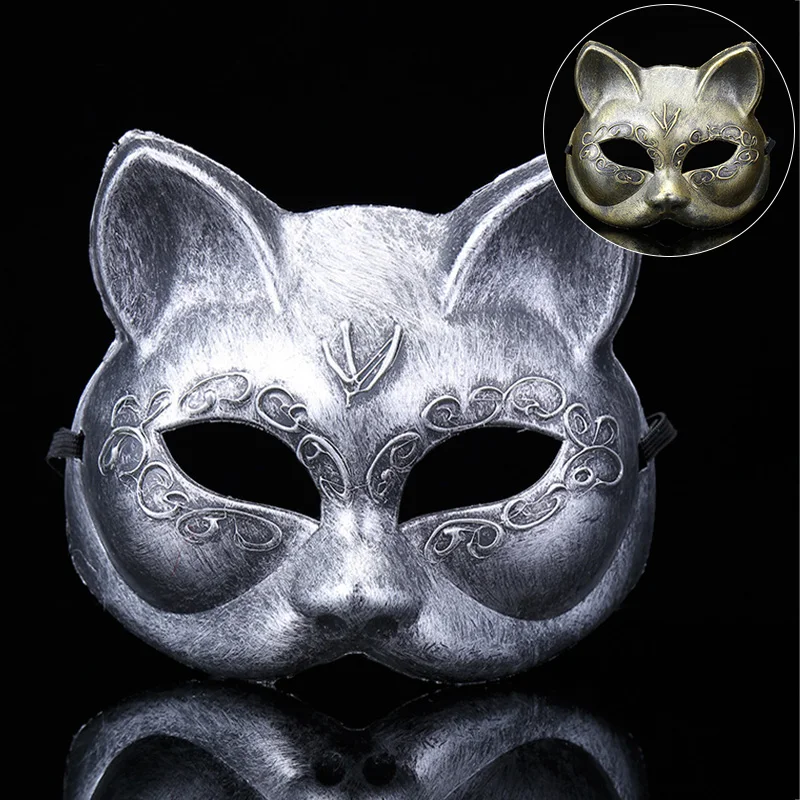Vintage Unisex Cosplay Fox Maska 3D Halovīni Puse Pusi Sejas Masku Masku Sieviete Jaunas Punk Cosplay Dzīvnieku Fox Masku Piederumi Attēls 1