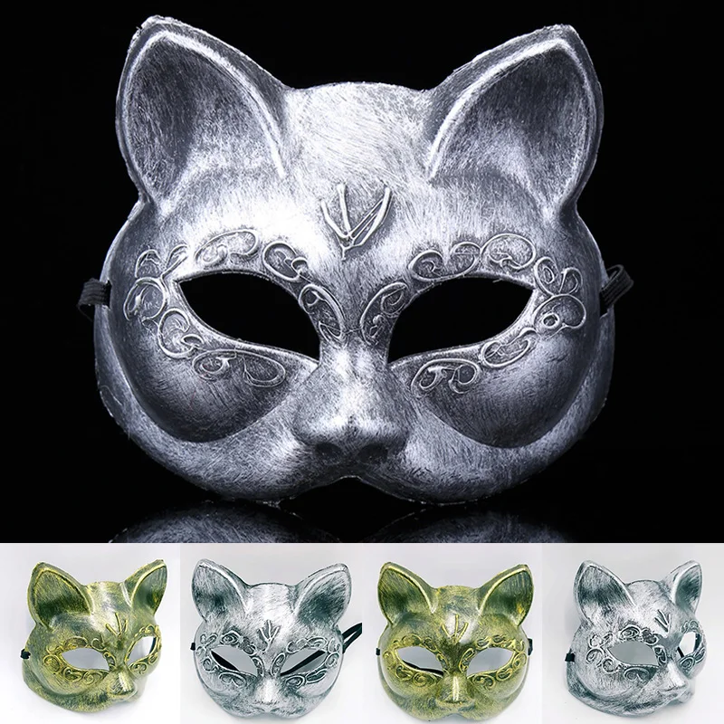 Vintage Unisex Cosplay Fox Maska 3D Halovīni Puse Pusi Sejas Masku Masku Sieviete Jaunas Punk Cosplay Dzīvnieku Fox Masku Piederumi Attēls 2
