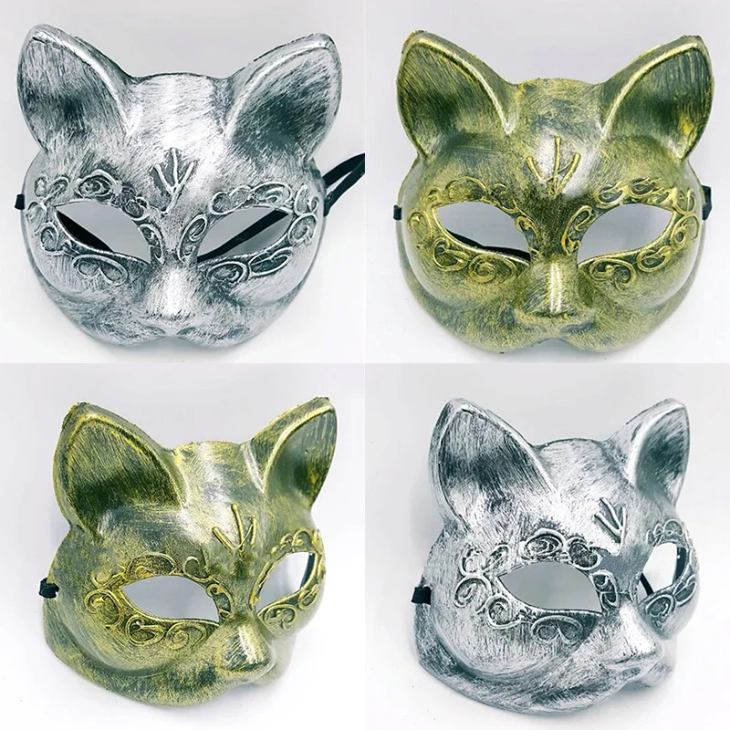 Vintage Unisex Cosplay Fox Maska 3D Halovīni Puse Pusi Sejas Masku Masku Sieviete Jaunas Punk Cosplay Dzīvnieku Fox Masku Piederumi Attēls 5