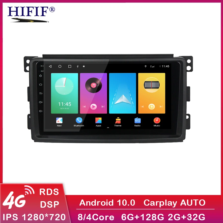 Carplay Android 10 Smart Fortwo W451 2006~2016 Stereo Radio Video Wifi Carplay Kartes GPS Nav Navi Navigācijas Multimediju Ne DVD Attēls 2