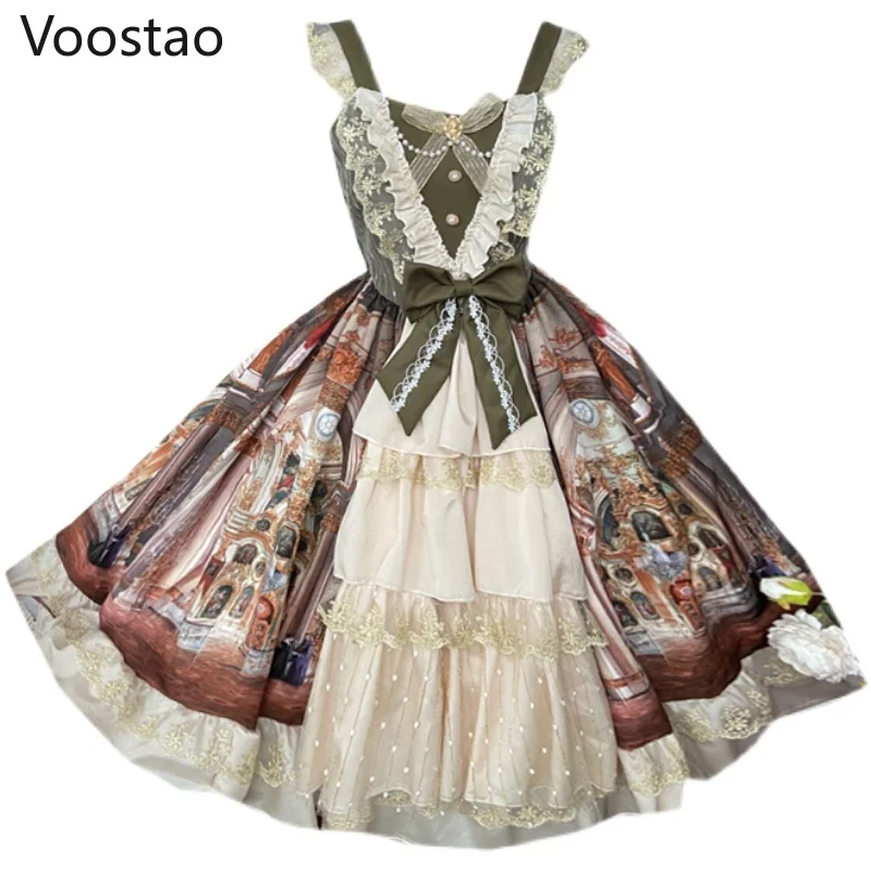 Vintage Viktorijas Elegant Lolita Princese Jsk Kleita Sievietēm Salds Mežģīnes Priekšgala Bez Piedurknēm Puse Kleitas Meitenēm Šiks Kāzu Vestidos Attēls 4