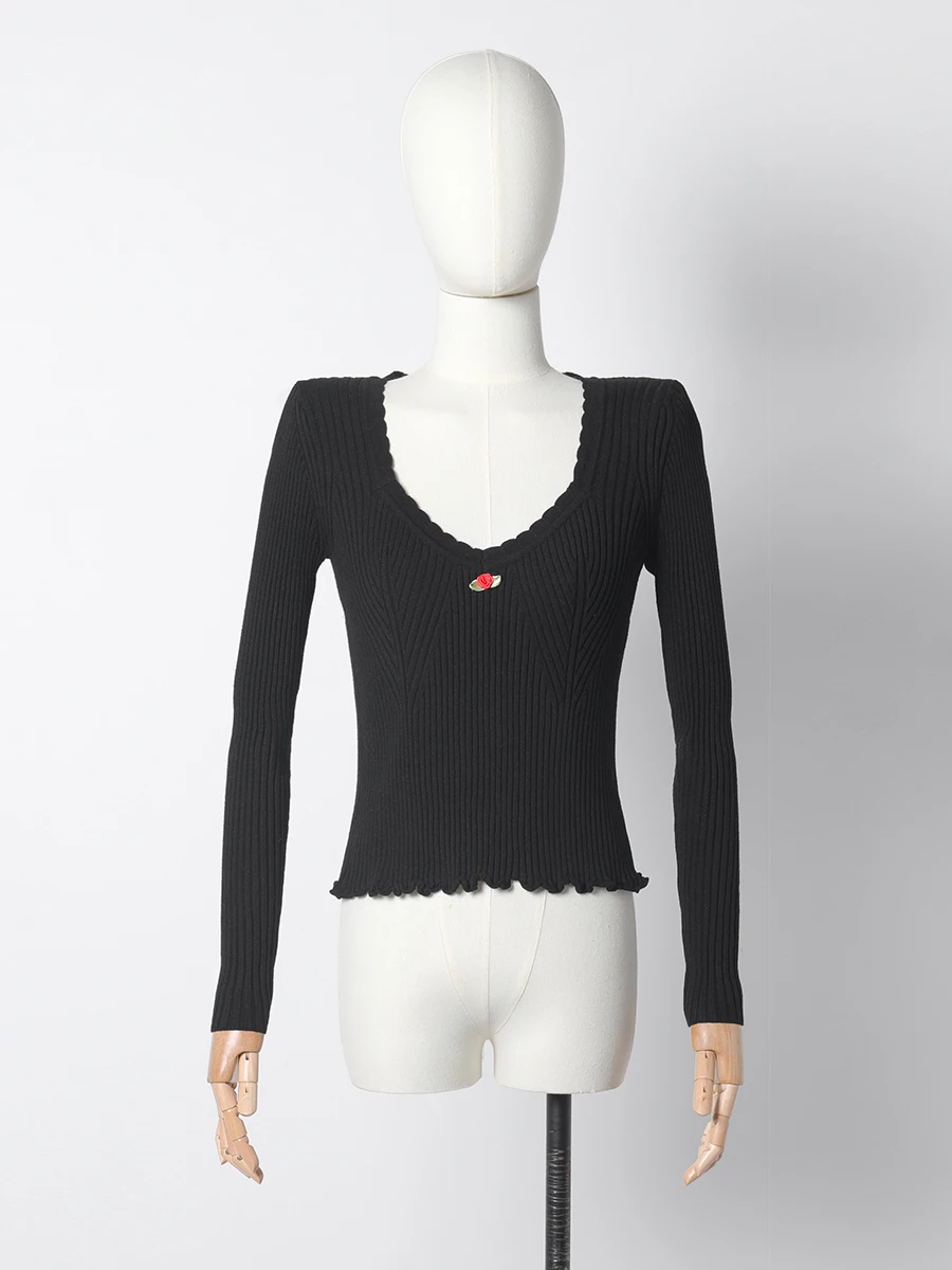 Svītrains Džemperis Adīšanas Rudens Ziemas Sieviešu Apģērbs ar garām piedurknēm Slim Džemperi, Topi, Sieviešu Vintage Gadījuma Šiks Džemperis Attēls 1