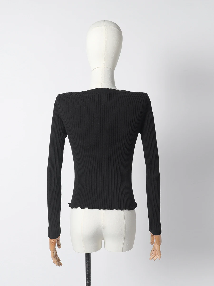 Svītrains Džemperis Adīšanas Rudens Ziemas Sieviešu Apģērbs ar garām piedurknēm Slim Džemperi, Topi, Sieviešu Vintage Gadījuma Šiks Džemperis Attēls 3