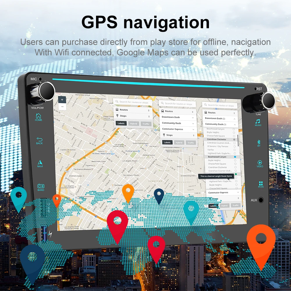 Podofo 2Din Android GPS Navigācijas Auto Radio ar RDS, FM AM, Universāls Hyundai, Nissan, Toyota Wifi 2Din 4USB EQ Multimediju Atskaņotājs Attēls 2