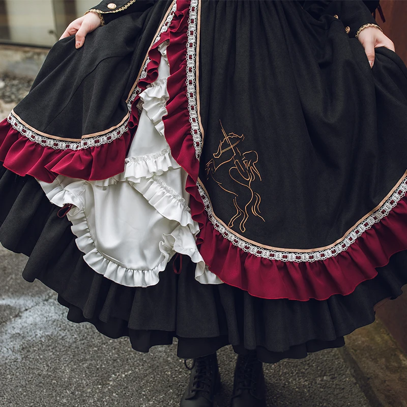 Salds lolita kleita vintage tiesa stāvēt puff piedurknēm augsta vidukļa gudrs drukāšanas viktorijas kleita kawaii meitene gothic lolita op loli Attēls 2