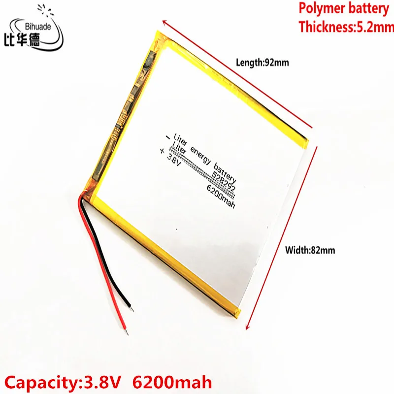 Litru enerģijas akumulators, Labas Qulity 3.8 V,6200mAH 528292 Polimēra litija jonu / Litija jonu akumulators tablet pc BANKA,GPS,mp3,mp4 Attēls 4
