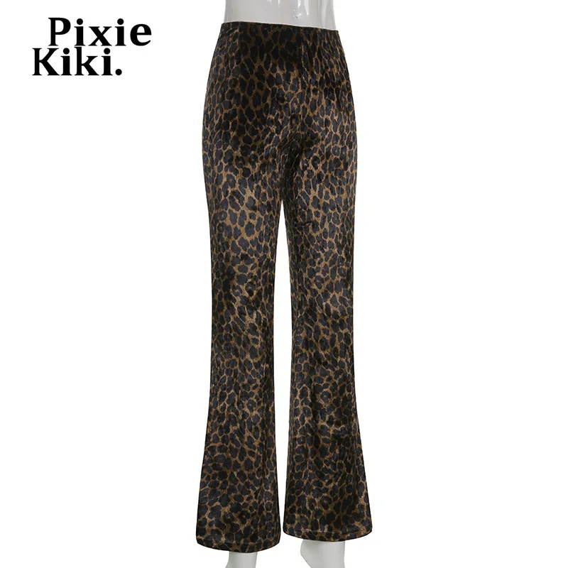 PixieKiki Leopard Velūra Izlīdzināšanu, Bikses, Sieviešu Apģērbs Vintage Seksīgi Dibeni Y2k Retro Samta Bikses Streetwear P67-CF40 Attēls 1