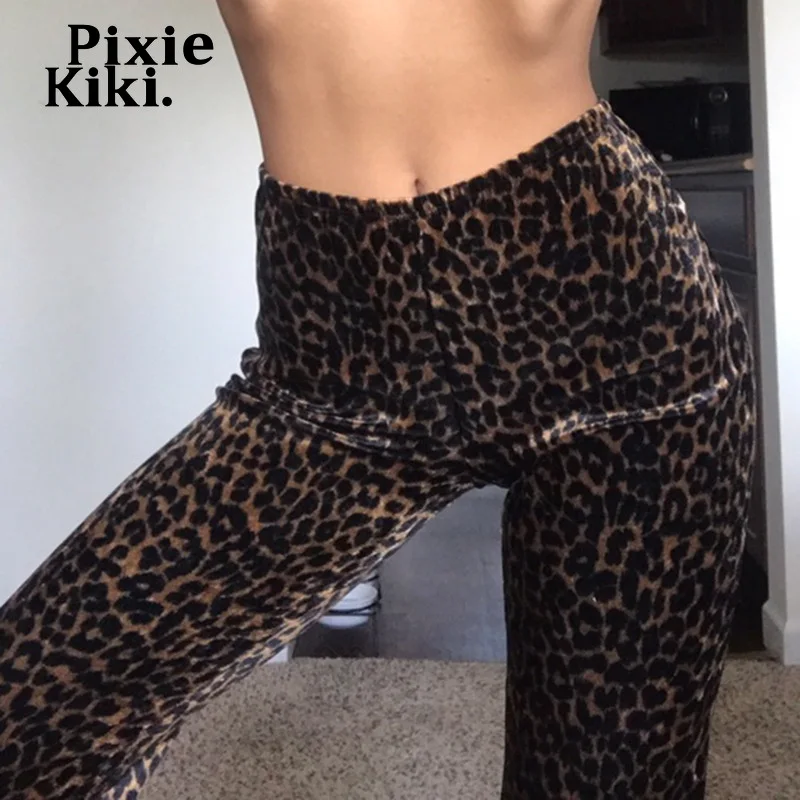PixieKiki Leopard Velūra Izlīdzināšanu, Bikses, Sieviešu Apģērbs Vintage Seksīgi Dibeni Y2k Retro Samta Bikses Streetwear P67-CF40 Attēls 2