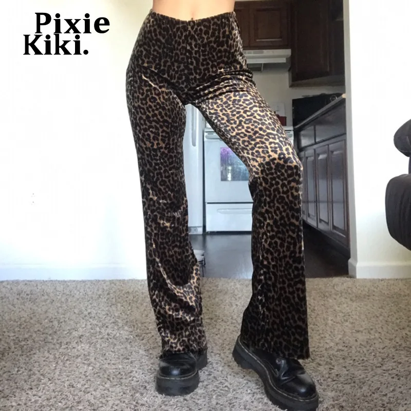 PixieKiki Leopard Velūra Izlīdzināšanu, Bikses, Sieviešu Apģērbs Vintage Seksīgi Dibeni Y2k Retro Samta Bikses Streetwear P67-CF40 Attēls 3