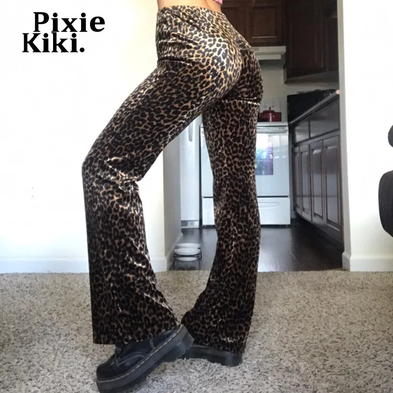 PixieKiki Leopard Velūra Izlīdzināšanu, Bikses, Sieviešu Apģērbs Vintage Seksīgi Dibeni Y2k Retro Samta Bikses Streetwear P67-CF40 Attēls 4