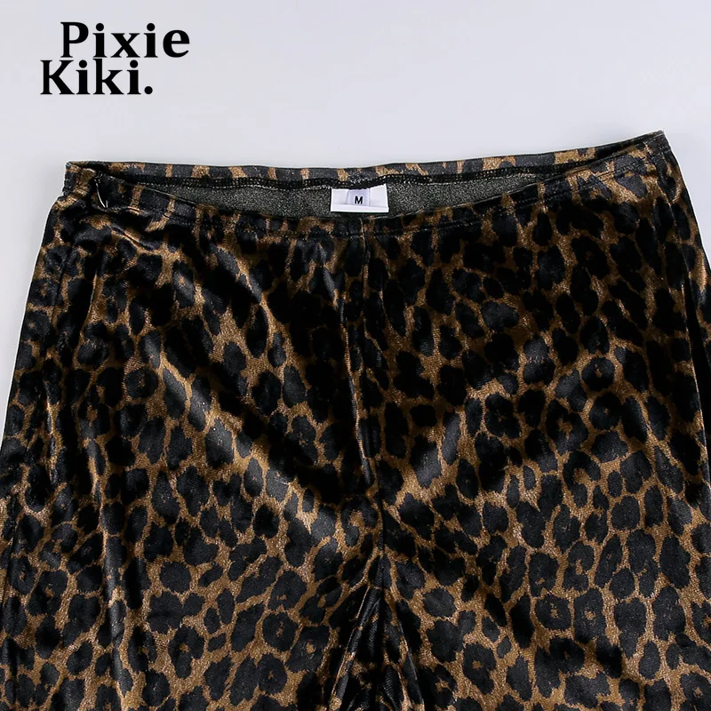 PixieKiki Leopard Velūra Izlīdzināšanu, Bikses, Sieviešu Apģērbs Vintage Seksīgi Dibeni Y2k Retro Samta Bikses Streetwear P67-CF40 Attēls 5