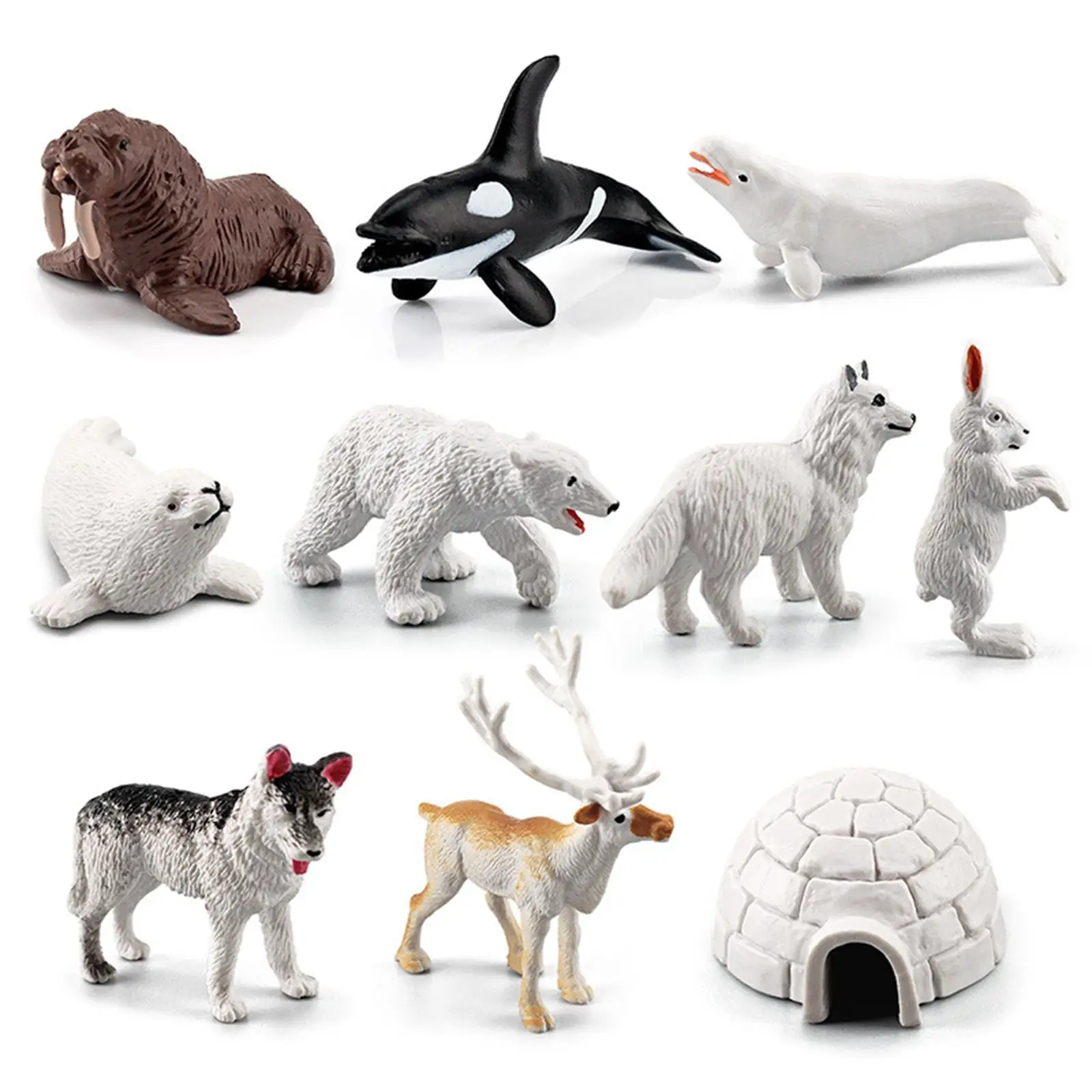 10x Spilgti Arktikas Dzīvnieku Modeļa Displeja Aksesuārus Mini Figūriņas Modeļi Rotaļlietas Jauno Gadu Dzimšanas dienā, Ziemassvētku Puse Attēls 1