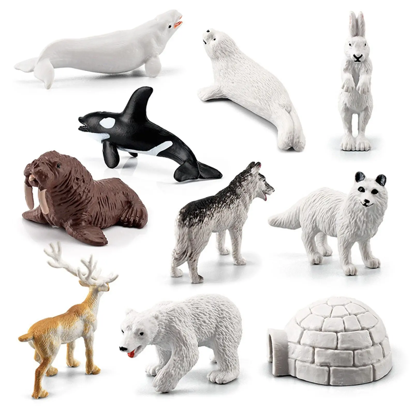 10x Spilgti Arktikas Dzīvnieku Modeļa Displeja Aksesuārus Mini Figūriņas Modeļi Rotaļlietas Jauno Gadu Dzimšanas dienā, Ziemassvētku Puse Attēls 3