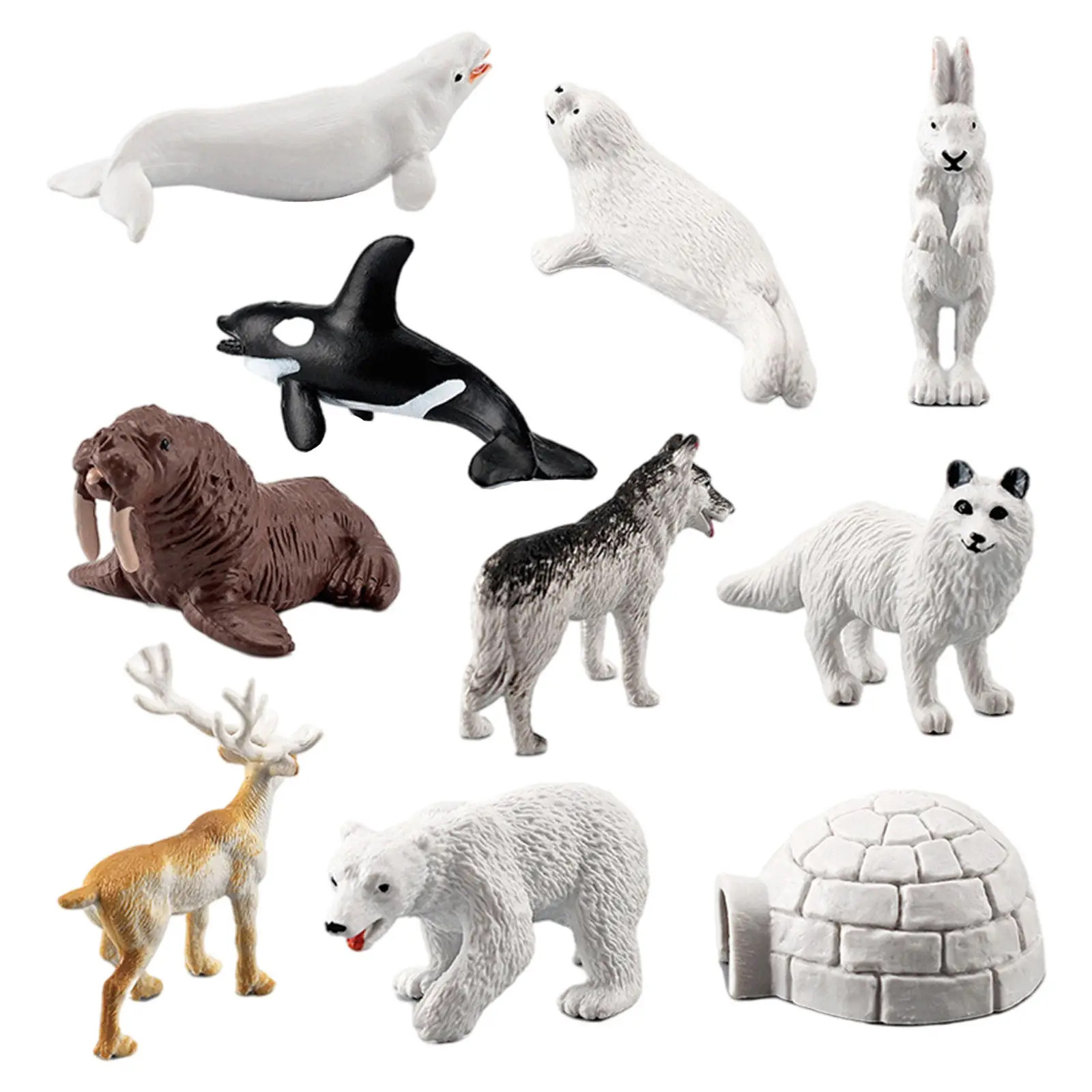 10x Spilgti Arktikas Dzīvnieku Modeļa Displeja Aksesuārus Mini Figūriņas Modeļi Rotaļlietas Jauno Gadu Dzimšanas dienā, Ziemassvētku Puse Attēls 4