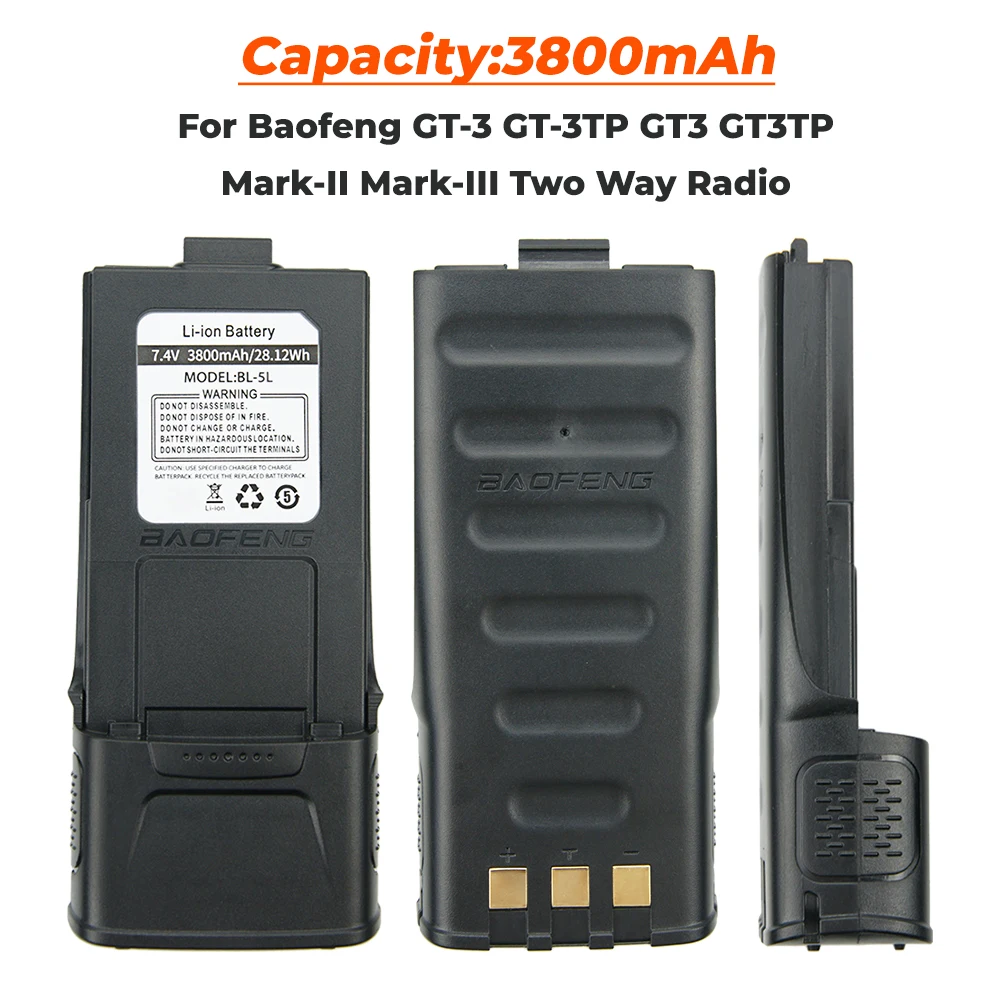 2X 7.4 V 3800mAh Nomaiņa divvirzienu Radio Akumulatoru Baofeng GT-3 GT-3TP GT3 GT3TP >-3 Mark II III Walkie radioraidītāji un uztvērēji Akumulators Attēls 3