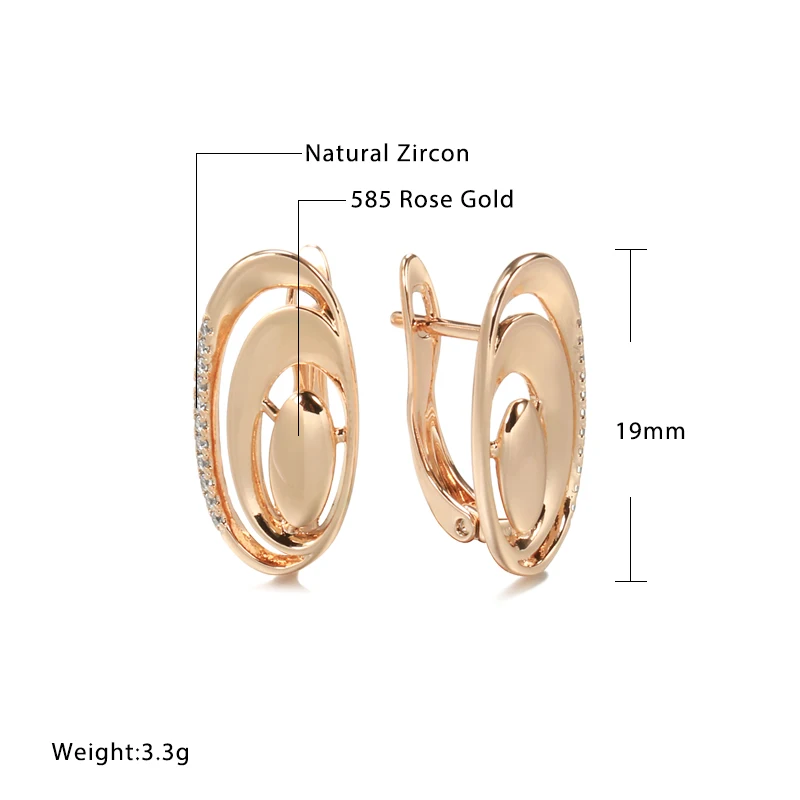 Kinel Neparastu 585 Rožu Zelta Auskari Ikdienas Sieviešu Smalkas Rotaslietas Minimālisma Ģeometrija Dabas Zircon Piliens Auskari Modes 2021 Attēls 1