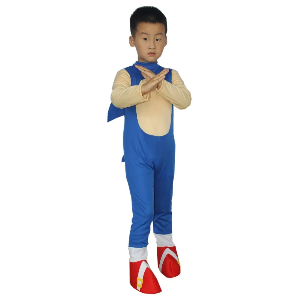 Karikatūra Zēni Cosplay Spēles Posmā Liecina, Kostīmu Onesie Jumpsuits Zils Ar Cepuri Apģērbu Zēns Cosplay Skatuves Tērpiem Attēls 5