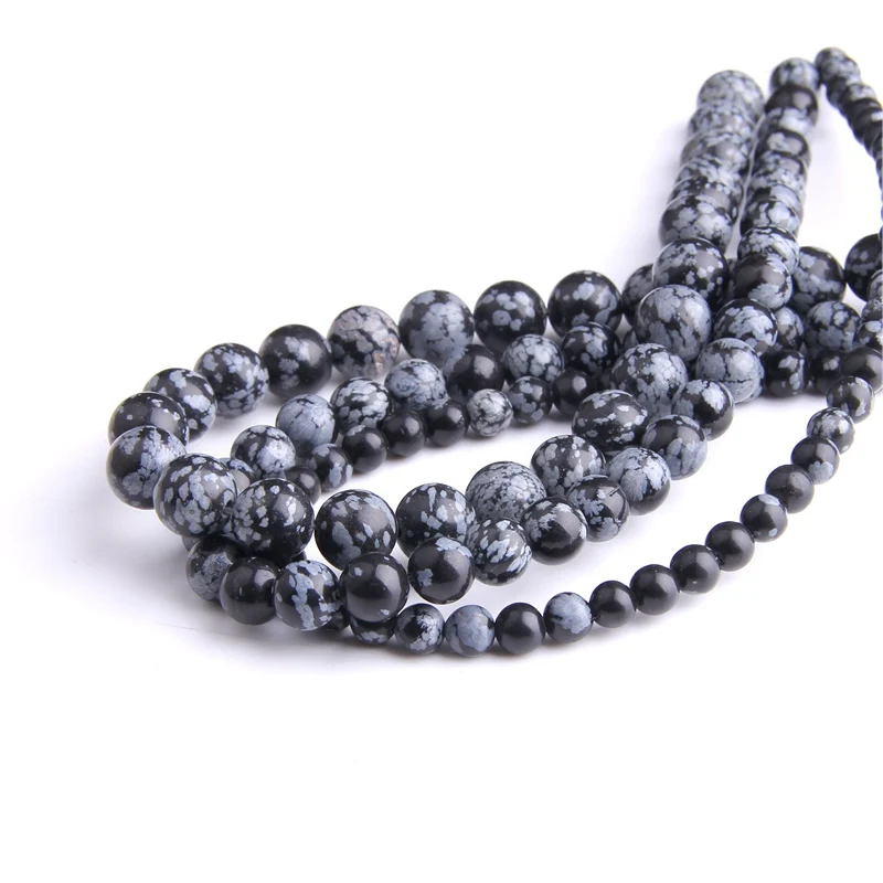 Dabas Black white Alabaster Obsidian gem akmens pērles apaļas zaudēt reālu gluda Jaspe krelles Rotaslietas Pieņemšanas Diy Aproce dāvanas Attēls 2