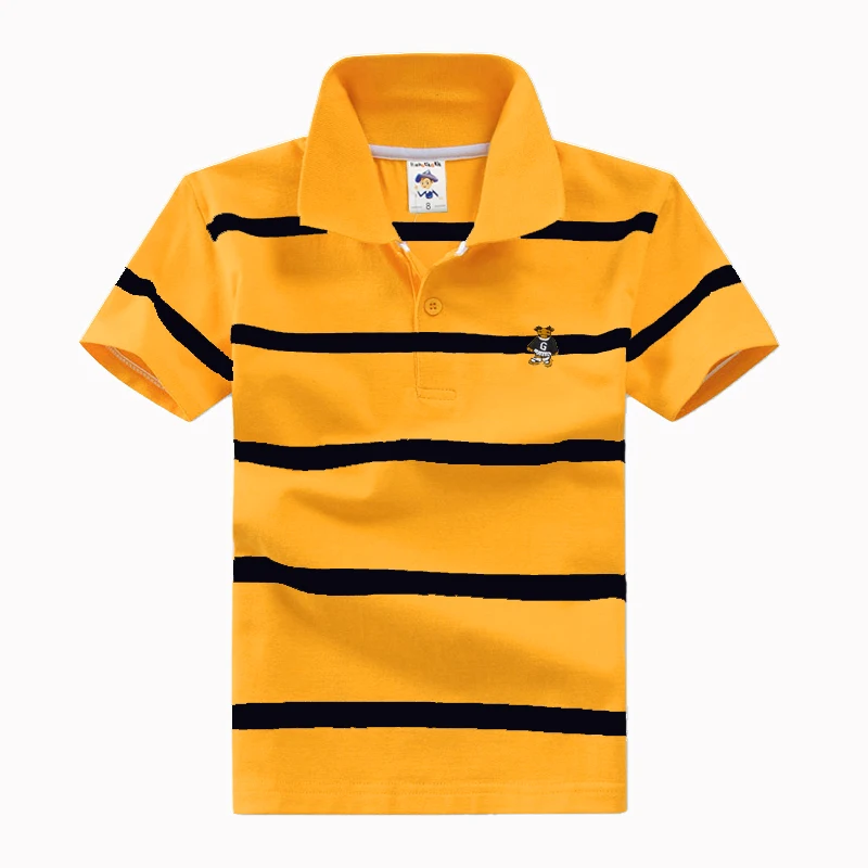 Augstas kvalitātes 3-12 gadus vecs zēns polo krekls ar īsām piedurknēm krekls atloks, svītrains kokvilnas bērnu T krekls dažādās krāsās pēc izvēles Attēls 1