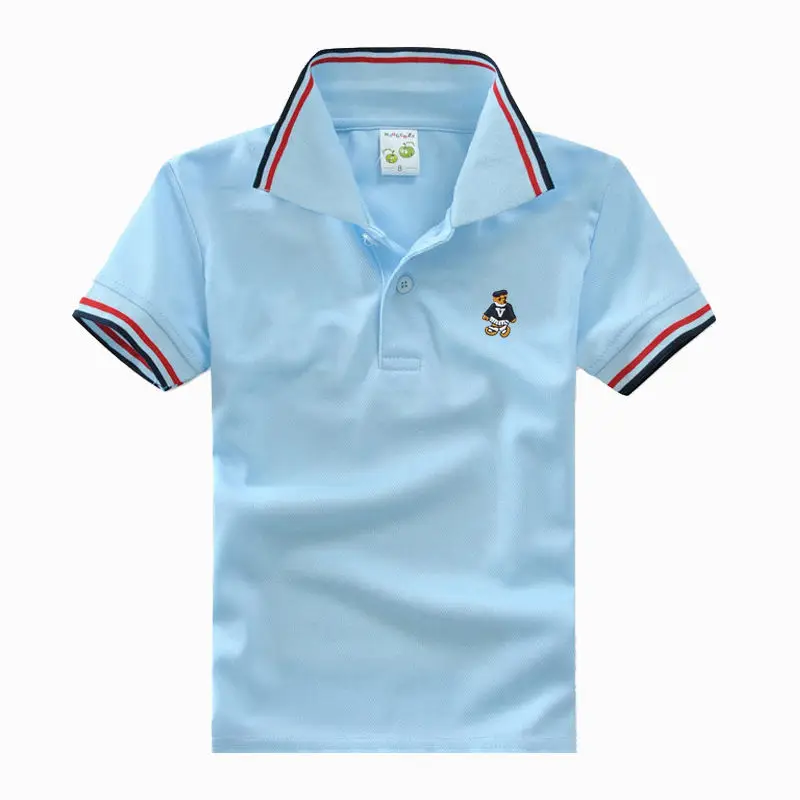 Augstas kvalitātes 3-12 gadus vecs zēns polo krekls ar īsām piedurknēm krekls atloks, svītrains kokvilnas bērnu T krekls dažādās krāsās pēc izvēles Attēls 2