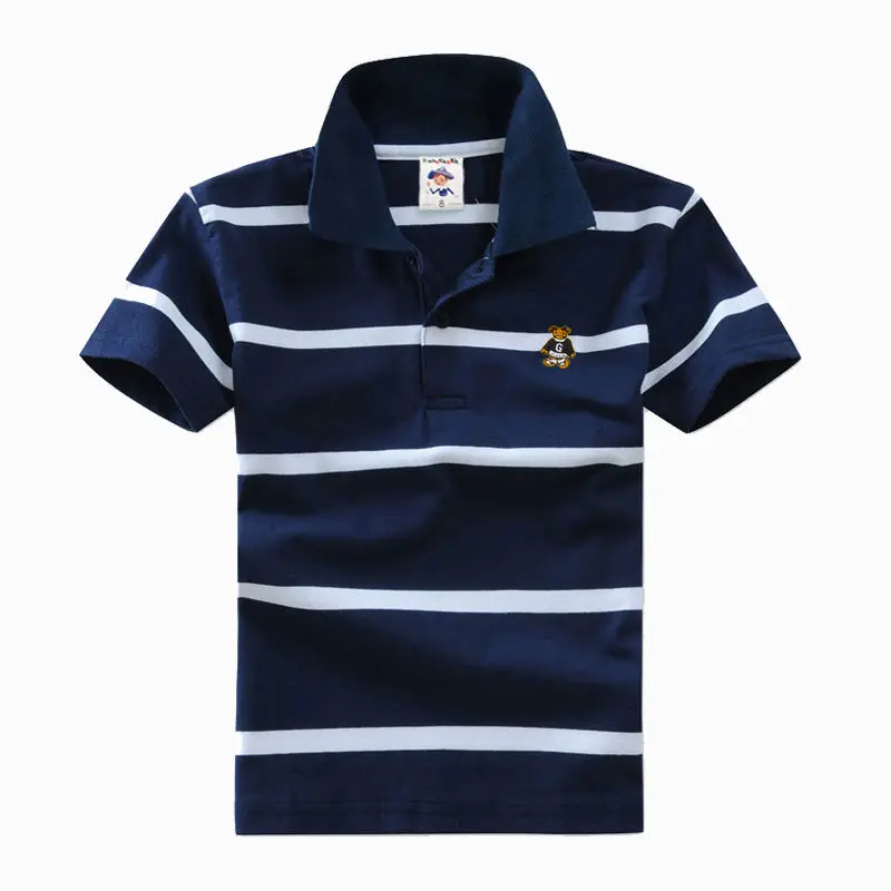Augstas kvalitātes 3-12 gadus vecs zēns polo krekls ar īsām piedurknēm krekls atloks, svītrains kokvilnas bērnu T krekls dažādās krāsās pēc izvēles Attēls 4