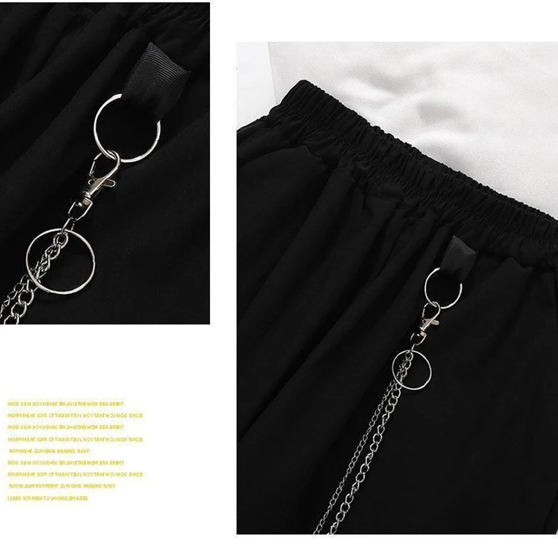 Ir 2021. Pavasara Modes Harajuku Sieviešu Ķēdes Kravas Bikses Augsta Vidukļa Džinsus Sieviešu Streetwear Taisni Femme Zilas Kokvilnas, 2 Gabals Attēls 1