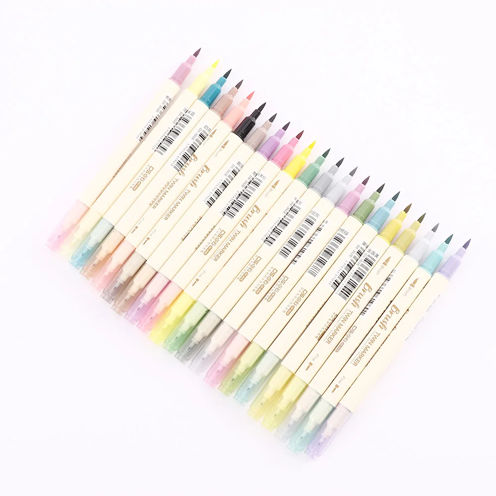 3pcs Retro Krāsas Otas Marķieri, Pildspalvas Komplekts Dual pusē Smalks Laineris Ūdens Tintes Blendable Akvareļu Art Paint Zīmēšanas Skola Attēls 3
