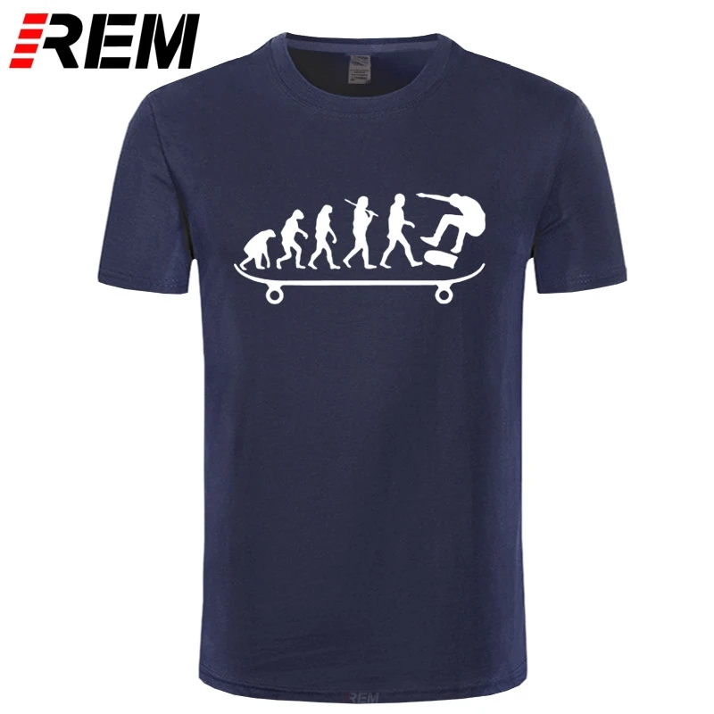 REM Vasaras Cilvēka Evolūciju Skeitborda Druka T Kreklu Streetwear Forši Vīrieši Skate Dāvanu Drēbes Kokvilnas O-veida Kakla Jauniešu T-Krekli Attēls 2