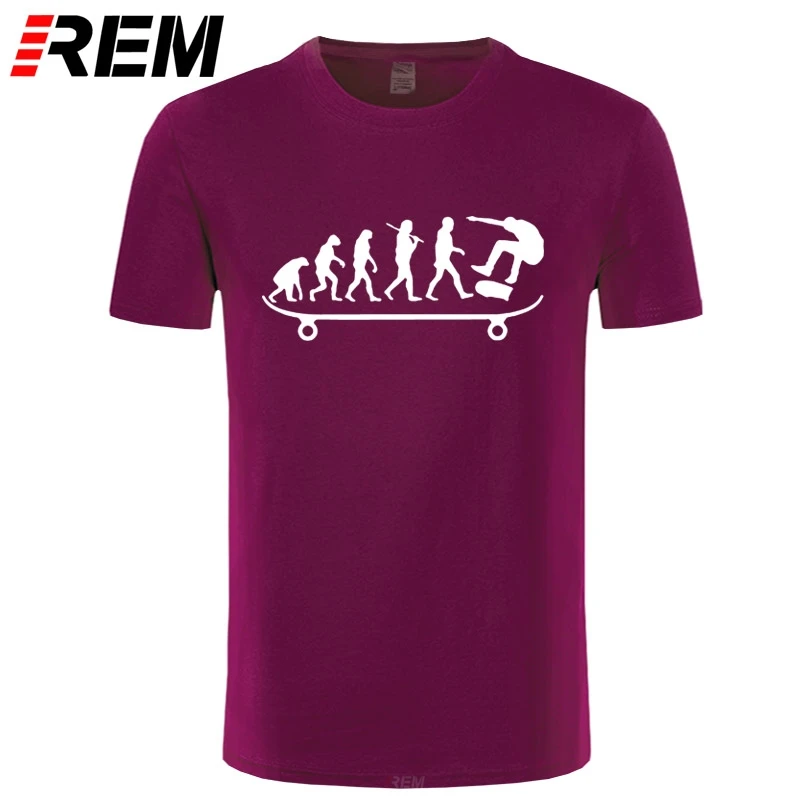 REM Vasaras Cilvēka Evolūciju Skeitborda Druka T Kreklu Streetwear Forši Vīrieši Skate Dāvanu Drēbes Kokvilnas O-veida Kakla Jauniešu T-Krekli Attēls 4