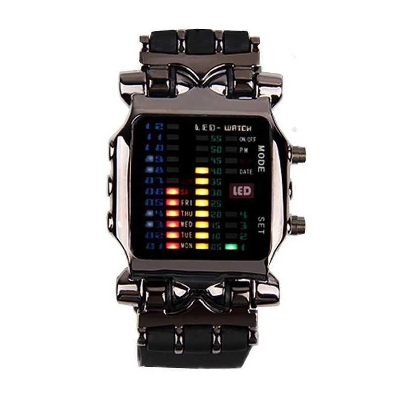 Jauno Modes Digitālo Pulksteņu Vīriešiem Binary LED Elektronisko Skatīties Radošo Krabju Luksusa Sporta Skatīties Vīriešu rokas Pulkstenis Vīriešu Pulkstenis Attēls 1