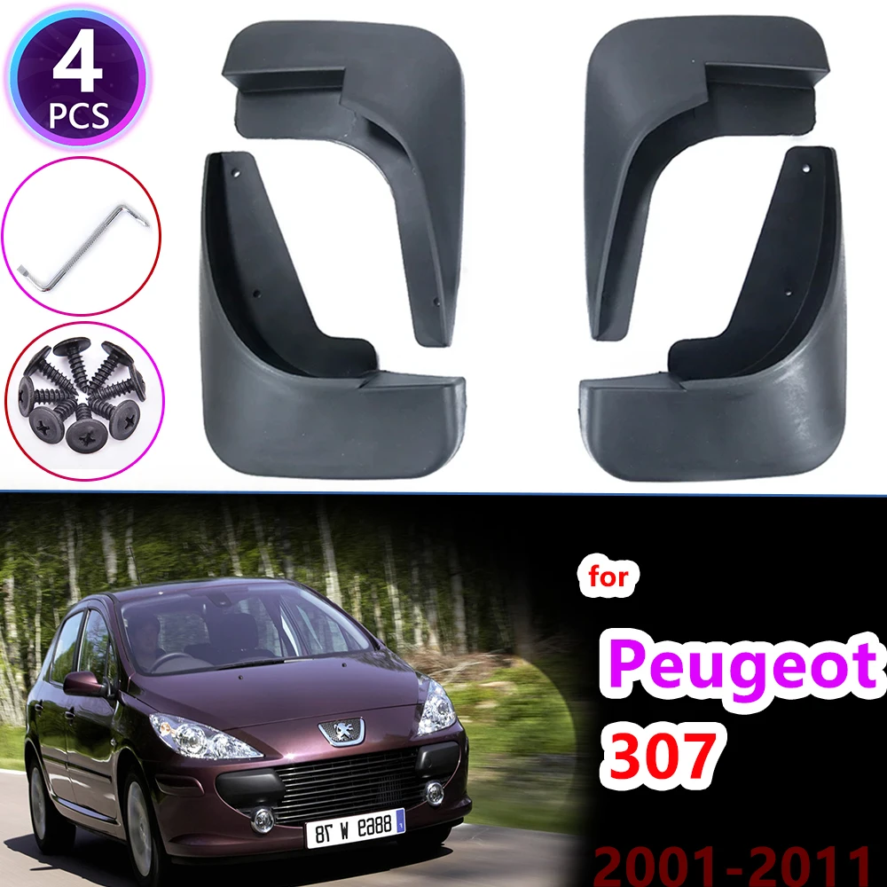 Par Peugeot 307 307sw 2001~2011. gada Mudflap Fender Mudguard Dubļu Sargi Aizsargs Piederumi 2002 2003 2004 2005 2006 2007 2008 2009 2010 Attēls 4