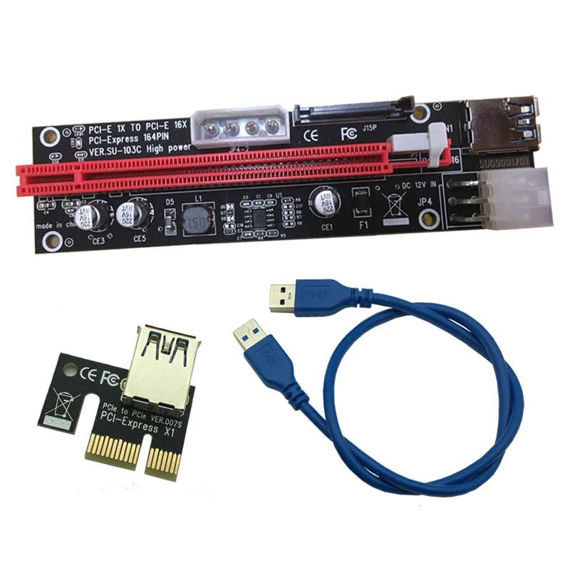 JAUNU 4pin 6pin SATA Barošanas PCI-Express Stāvvadu Kartes 60cm USB 3.0 Datu Kabelis, 1x uz 16x Stāvvada par Antminer Bitcoin Miner Ieguves Attēls 3