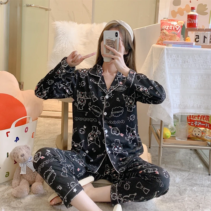Sieviešu Sleepwear Pyjama Uzstādīt Modes Kokvilnas Sieviešu Pidžamas Komplekti Pavasara Rudens Sieviešu Naktsveļu Pijamas Mājas Tērps Jaunu Pjs Femme Attēls 4