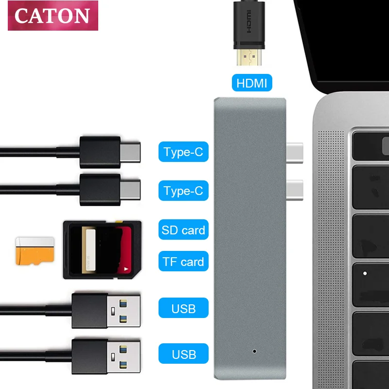 Divējāda tipa-c USB C MacBook pro Portatīvo datoru Dokstacijas HDMI TF SD karšu lasītāju CENTRMEZGLS dokstacija Atbalsta 4K 2018 mac gaisa Attēls 5
