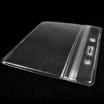 10Pcs/Iepak Horizontālā Caurspīdīga Vinila Plastmasas ID Kartes Žetons Turētājs Ar Rāvējslēdzēju 1