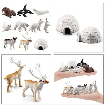 10x Spilgti Arktikas Dzīvnieku Modeļa Displeja Aksesuārus Mini Figūriņas Modeļi Rotaļlietas Jauno Gadu Dzimšanas dienā, Ziemassvētku Puse 1