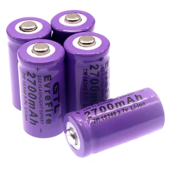16340 baterija CR123A 16340 akumulatora 2700mah 3.7 V litija jonu akumulators + 16340 lādētāju 1