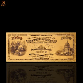 1875 MUMS Suvenīru Zelta Banknošu $1000 Dolāru Krāsa Zelta Pārklājumu Naudu Papīra Banknošu Kolekcijas 1