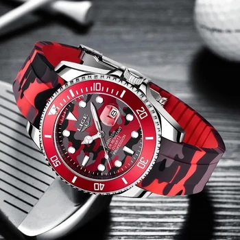 2022 Jaunu Modes Vīriešu Pulksteņi LIGE Top Zīmola Luksusa Maskēties Kvarca Rokas pulksteni Sporta Red Silikona Skatīties uz Vīriešiem Reloj Hombre 1