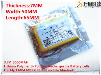 3.7 V litija polimēru akumulators 705065 3000MAH mobilo jauda Planšetdatoru, GPS navigācijas 1