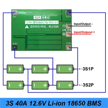 3S 40A Uz 12V Skrūvgriezis Li-Ion 18650 Bms Pcm Akumulatora Aizsardzībai Valdes Bms Pcm Ar Līdzsvaru Liion Akumulatora Šūnu Pack Modulis 1