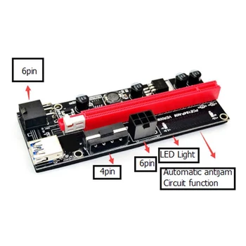 6 Gab. PCI-E Stāvvadu Karte USB 3.0 PCI-E Stāvvadu VER 009S Express 1X, lai 16XExtender pcie Stāvvadu Adapteri Kartes GPU Raktuvju Strādnieks 1
