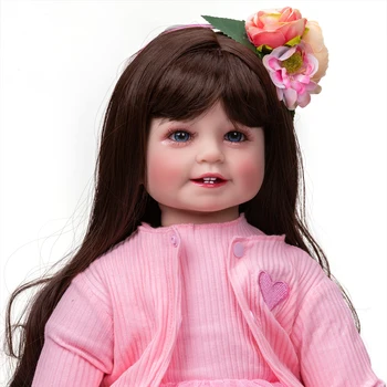 60 cm četri zobi, atdzimis bērnu gudrs spēlēt māja rotaļlietu meitenei dāvanu smaidiņu princese toddler lelle bebe atdzimis realista 1