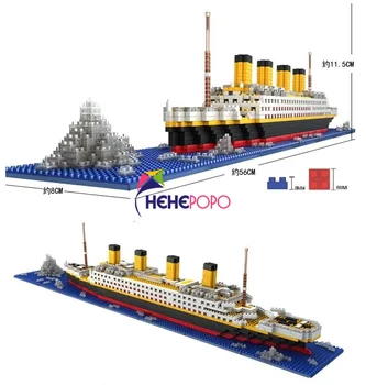 66502 Battleship Bloka Modelis Mikro Grupu Titāniks Kruīza Kuģa Modelis Laivu DIY Dimanta Celtniecības Bloki, Ķieģeļi Komplekts Bērniem Bērnu Rotaļu 1