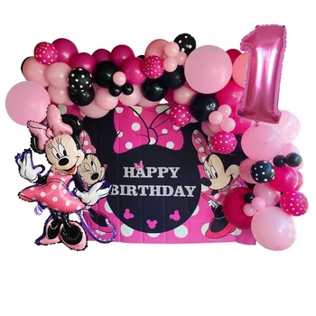 95pcs Disney Minnie Mouse Arch Vainags Komplekts Bērniem Dzimšanas dienas ballīti Lateksa Balons Rozā Kāzu Dekori, Baloni, Bērnu Duša, Gaisa Globos 1