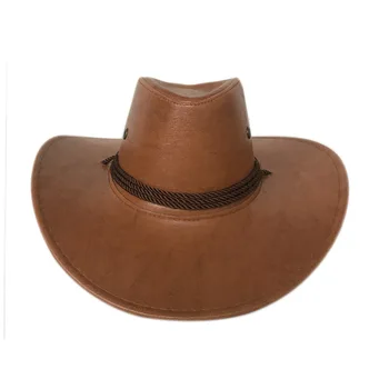 Amerikas visvairāk classic kovboju cepure ādas imitācijas kovboju cepure vīriešu braucējs cepuri панама fedora cepuri Panama virvju aksesuāri 1