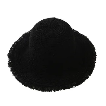 Boho Stila Sieviešu Salmu Spaiņa Cepuri, kas Boba Vasaras Floppy Pušķis Panamas Cepuri Lielām Malām Zvejas Beach Saules Cepures Streetwear Dāmas Klp 1