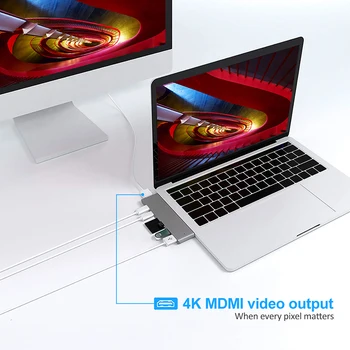 Divējāda tipa-c USB C MacBook pro Portatīvo datoru Dokstacijas HDMI TF SD karšu lasītāju CENTRMEZGLS dokstacija Atbalsta 4K 2018 mac gaisa